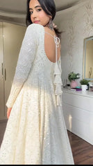 White Embroidered Anarkali Suit Set