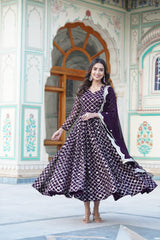 Elegant Faux Blooming Sequins Embroidered Anarkali Suit – 3-Piece Set