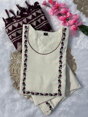 Function Wear Off-White Embroidered Kurta Set