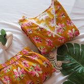 Mustard Bloom Slim Fit Suit Set - Sukoon 10.0