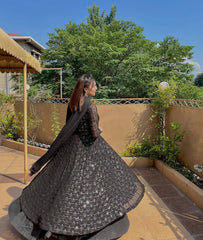 Elegant Faux Blooming Embroidered Kurta Set with Sarara & Dupatta