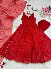 Digital Printed Organza Silk Anarkali Suit