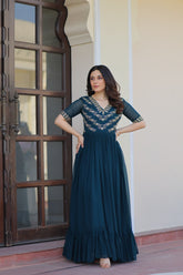 Elegant Faux Blooming Kurta Set with Sequins & Beads Embroidery