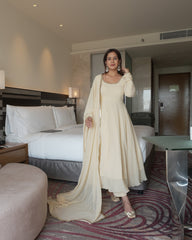 Elegant Heavy Fox Georgette Anarkali Suit with Fancy Lace & Full Flair