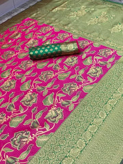 Zari Weaving Floral Design Kanjivaram Soft Silk Saree