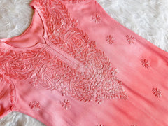 Alysha Peach Ombre Long Rayon Kurta