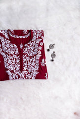 Naila Maroon Long Modal Kurta