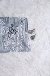 Alina Grey Long Rayon Kurta