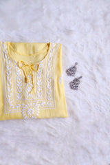 Alina Pastel Yellow Long Rayon Kurta