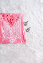 Alina Rose Pink Long Rayon Kurta
