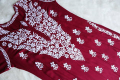 Naila Maroon Long Modal Kurta