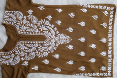 Zahrah Olive Brown Short Rayon Kurta