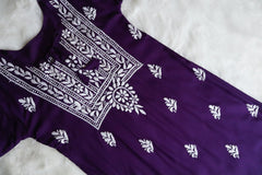 Alina Deep Purple Long Rayon Kurta
