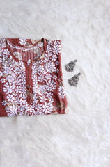 Maryam Brick Red Long Modal Kurta