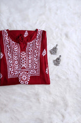 Alina Maroon Long Rayon Kurta