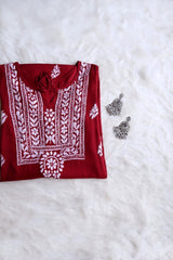 Alina Maroon Long Rayon Kurta