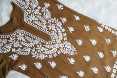 Zahrah Olive Brown Short Rayon Kurta