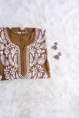 Zahrah Olive Brown Short Rayon Kurta