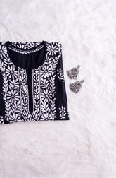 Zeina Black Long Modal Kurta