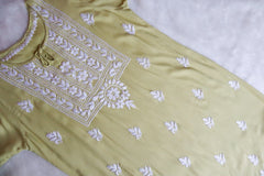 Alina Olive Green Long Rayon Kurta