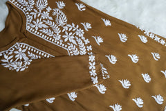 Zahrah Olive Brown Short Rayon Kurta