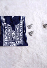 Alina Navy Blue Long Rayon Kurta