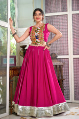 Navratri Special Pink Chaniya Choli For Girls