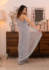 Light Blue Georgette Saree with Shimmering Sequins – Elegant & Playful