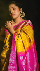 Yellow Chesta Soft Silk Saree with Woven Design
