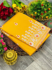 Yellow Zari Weaving Soft Silk Jacquard Saree