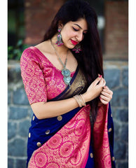 Zari Woven Organic Banarasi Soft Silk Sarees with Jacquard Border