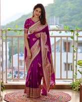 Wine Traditional Soft Silk Wedding saree