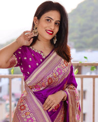 Wine Traditional Soft Silk Wedding saree