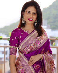 Wine Traditional Soft Silk Wedding saree