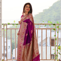 Wine Traditional Soft Silk Wedding saree
