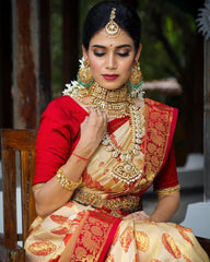 Woven Paithani Jacquard, Art Silk Saree (Multicolor)