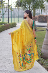 Yellow Banarasi Soft Silk Zari Work Designer Saree