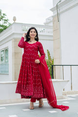 Embroidered Faux Georgette Suit Set - Secret Pleasure