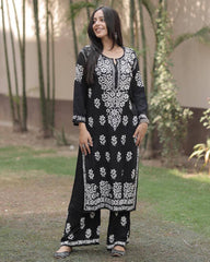 New Chikankari Exclusive Kurti_Pent Pair Design(Black) 26