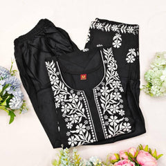 New Chikankari Exclusive Kurti_Pent Pair Design(Black) 26