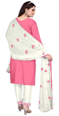 Exclusive Chikankari Kurti_Pant Set With Dupatta (Pink)09