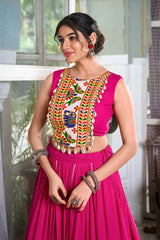 Navratri Special Pink Chaniya Choli For Girls