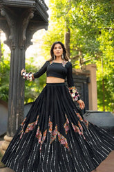 Real Mirror Work Black Chaniya Choli For Navratri