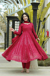 Faux Georgette Embroidered Anarkali Suit – Fully Stitched Festival & Party Wear