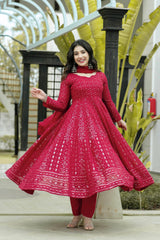 Faux Georgette Embroidered Anarkali Suit – Fully Stitched Festival & Party Wear