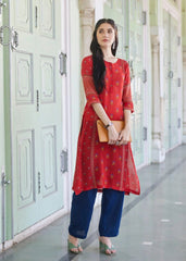 Raagini Kurta in Red – A Fusion of Tradition and Modern Elegance