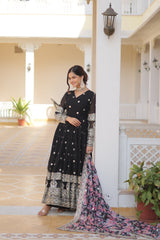 Elegant Faux Georgette Embroidered Gown with Dupatta | Secret Pleasure