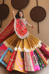 Gujarati Style Real Mirror Work Chaniya Choli For Navratri