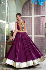 Wine Color Chaniya Choli For Navratri Festival