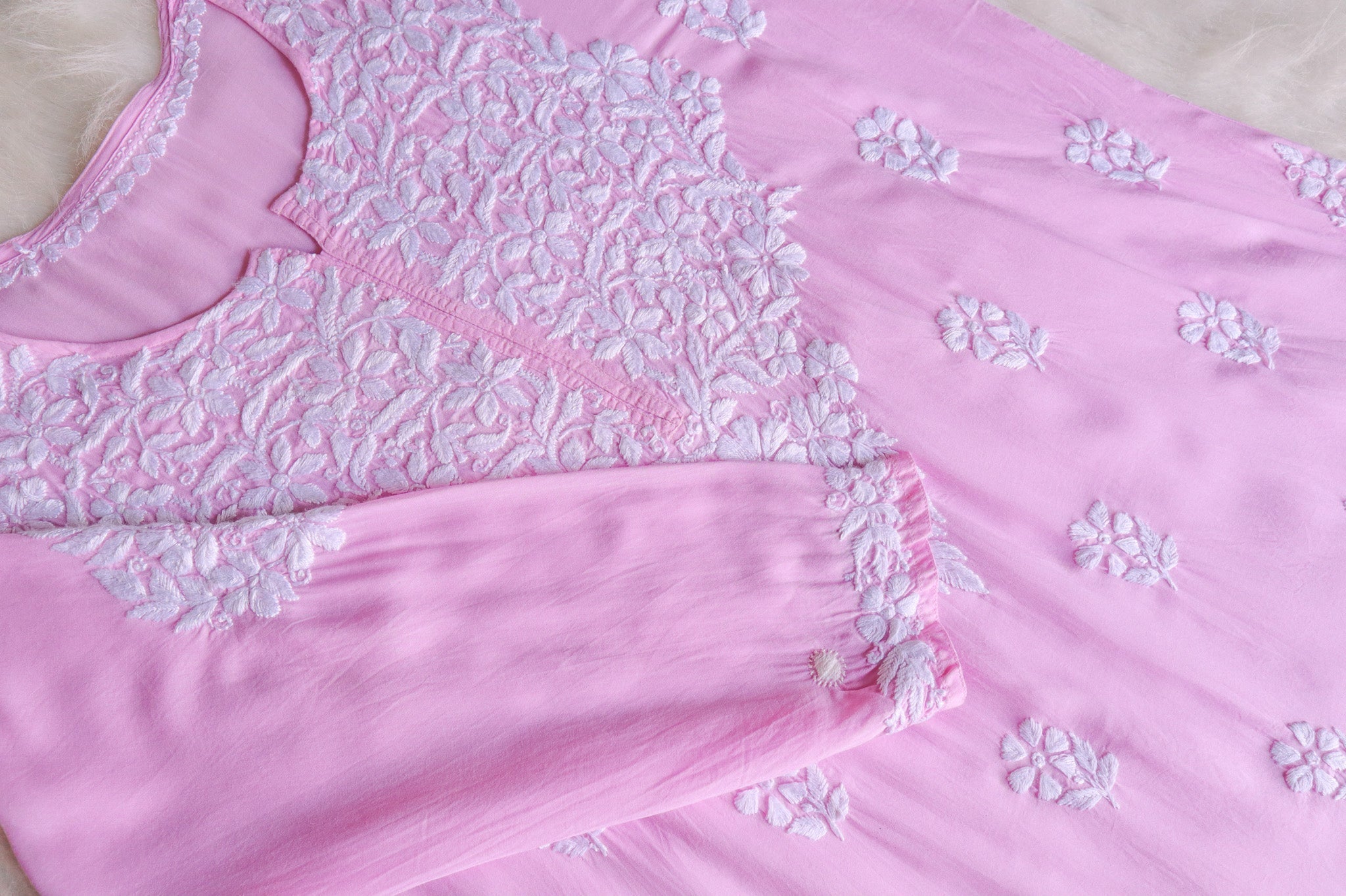 Safaa Baby Pink Long Modal Kurta